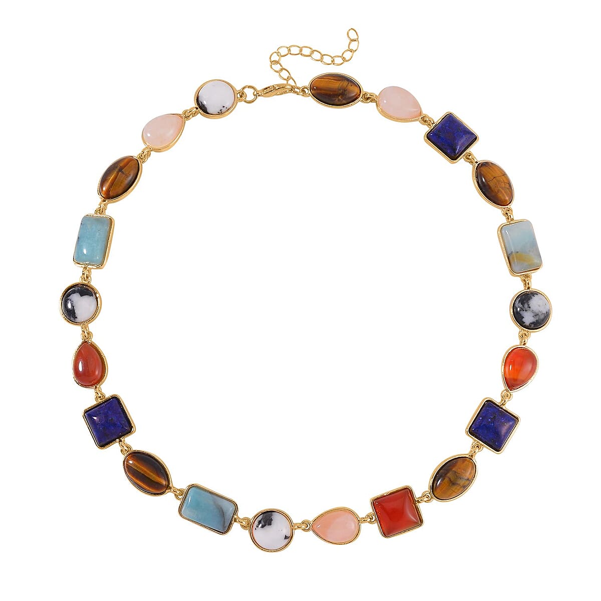 Multi Gemstone 160.00 ctw Necklace 18-20 Inches in Goldtone image number 0