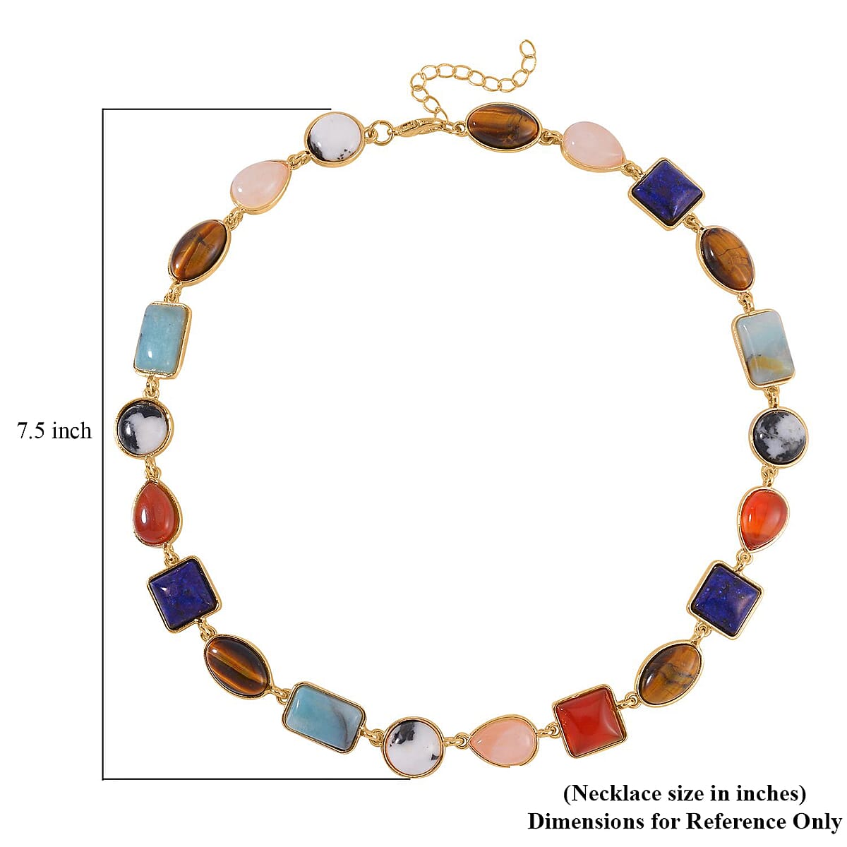 Multi Gemstone 160.00 ctw Necklace 18-20 Inches in Goldtone image number 4