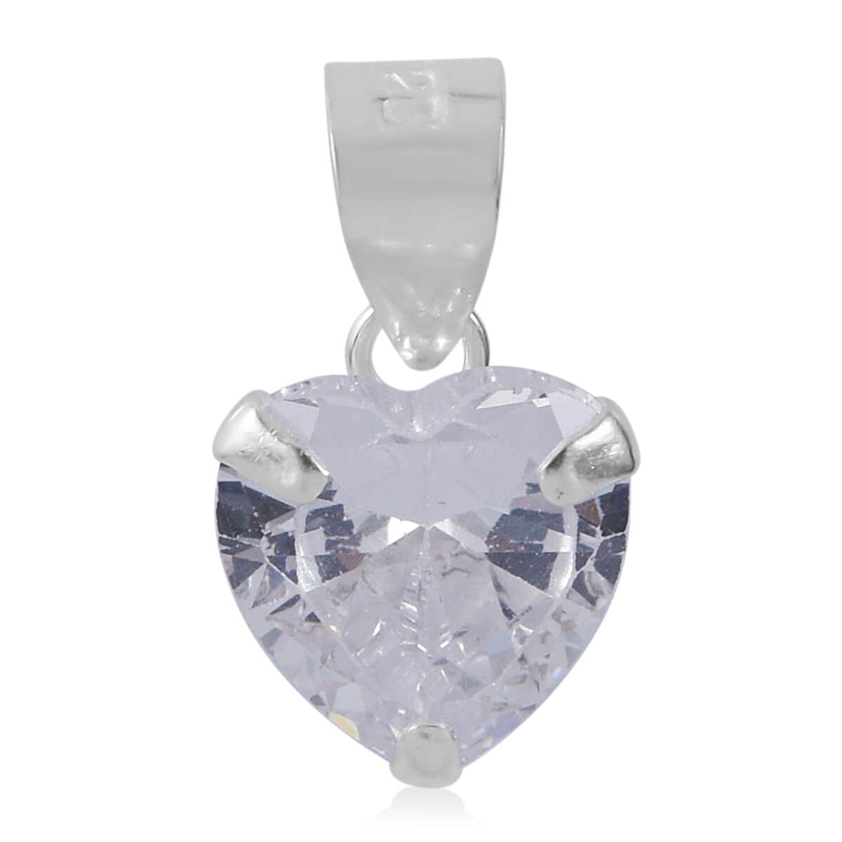 Simulated Diamond Solitaire Heart Pendant in Sterling Silver 3.25 ctw image number 0