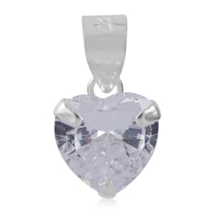 Simulated Diamond Solitaire Heart Pendant in Sterling Silver 3.25 ctw