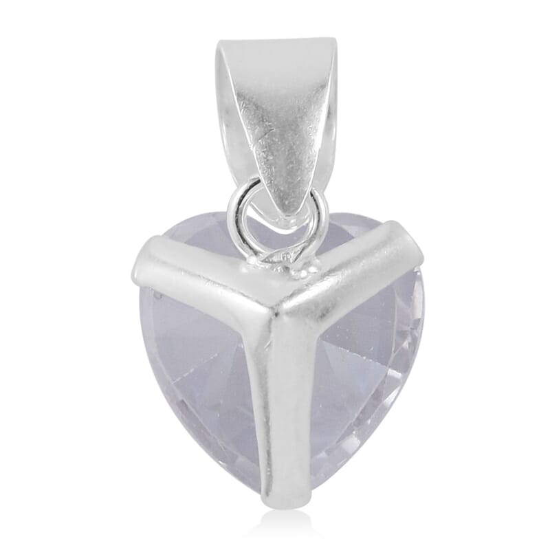 Simulated Diamond Solitaire Heart Pendant without Chain in Sterling Silver 3.25 ctw