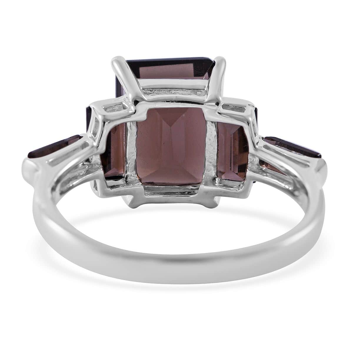 Brazilian Smoky Quartz 5 Stone Ring in Platinum Over Sterling Silver (Size 10.0) 4.40 ctw image number 3