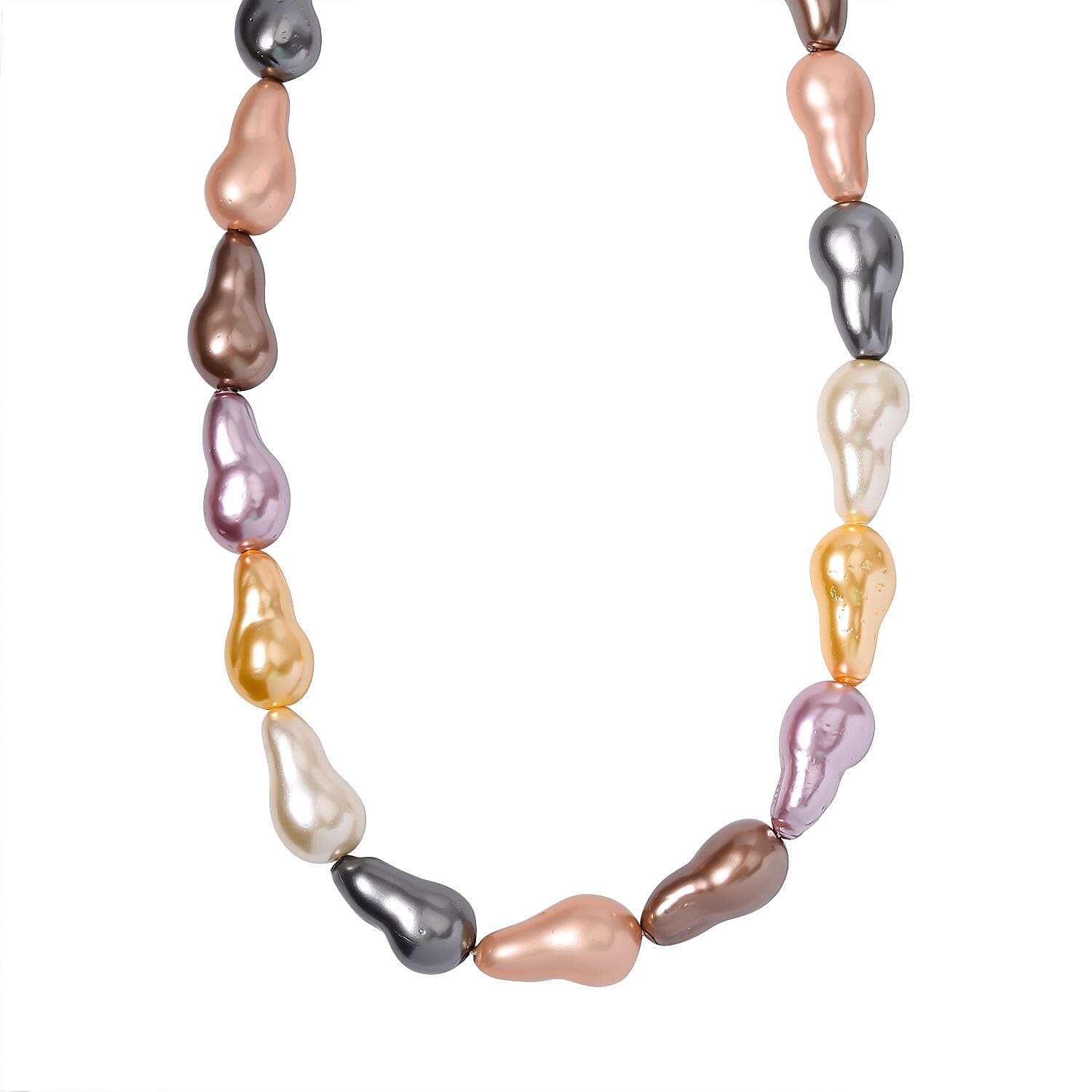 Multi Color Shell Pearl Necklace in Stainless Steel 20 Inches