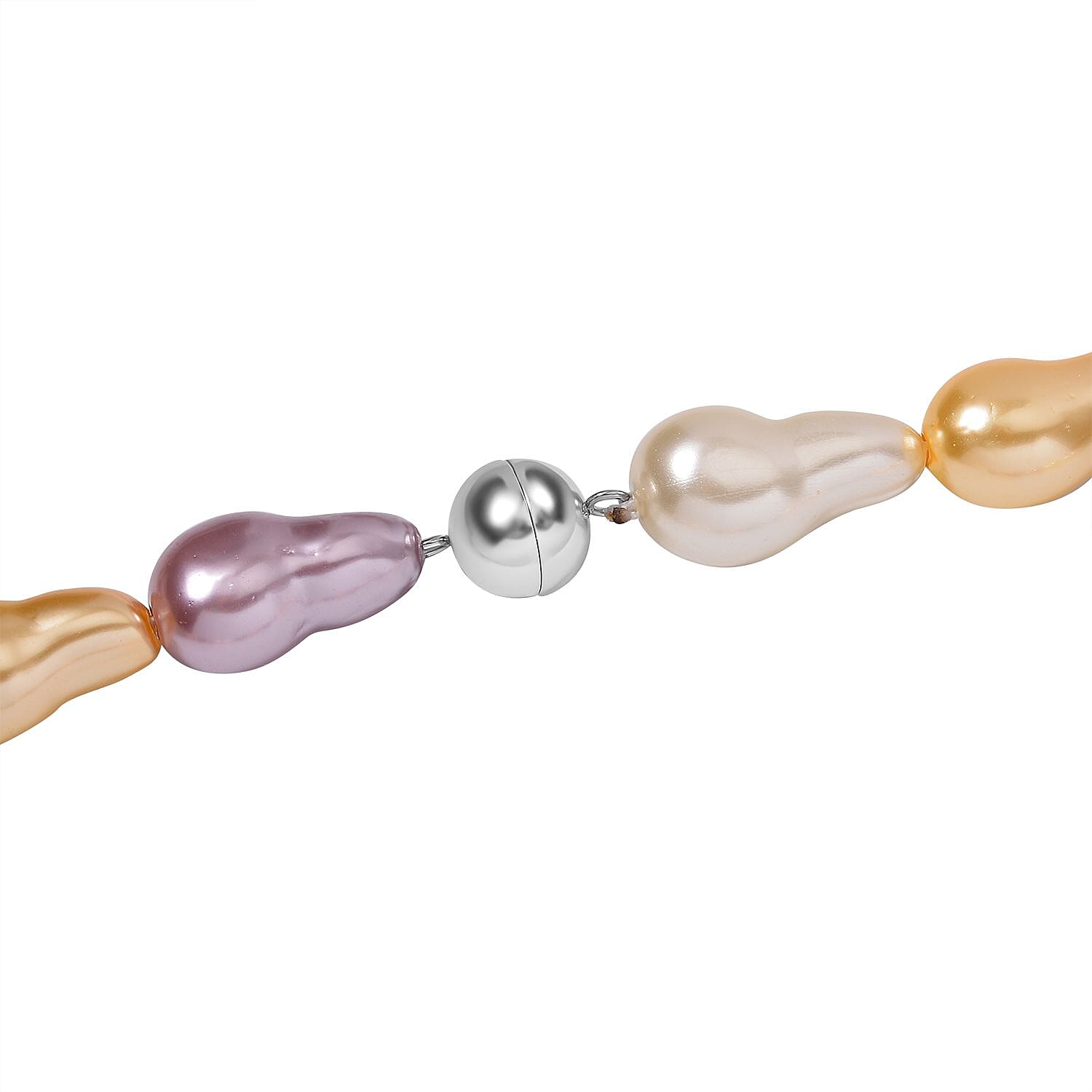 Multi Color Shell Pearl Necklace in Stainless Steel 20 Inches