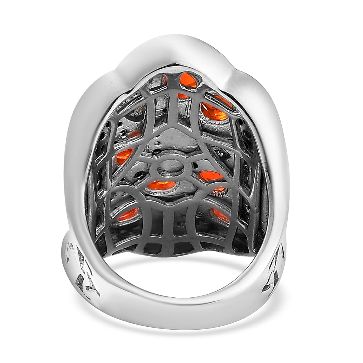 Mexican Cherry Fire Opal and Multi Gemstone Ring in Vermeil YG and Platinum Over Sterling Silver (Size 7.0) 3.25 ctw image number 4