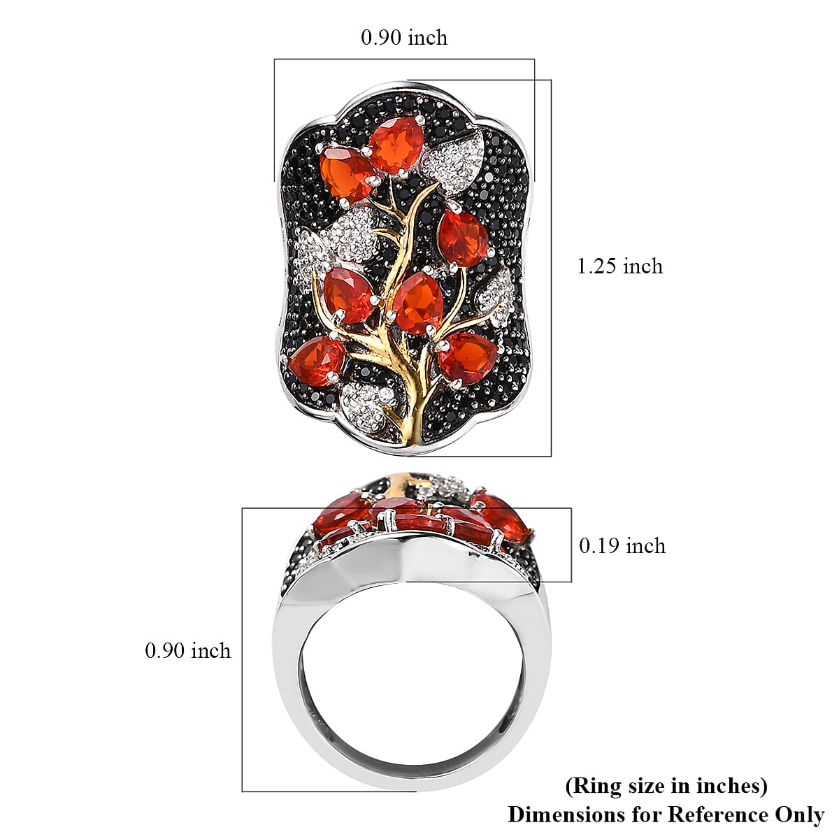 Mexican Cherry Fire Opal and Multi Gemstone Ring in Vermeil YG and Platinum Over Sterling Silver (Size 7.0) 3.25 ctw image number 5