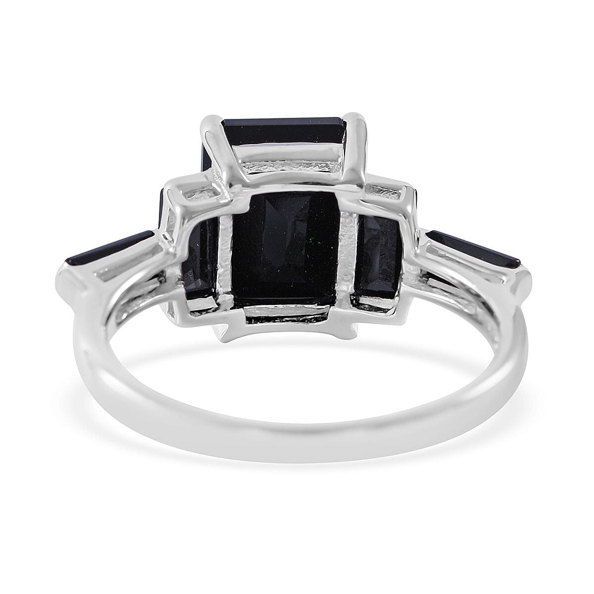 Thai Black Spinel 5 Stone Ring in Platinum Over Sterling Silver (Size 9.0) 4.60 ctw image number 3