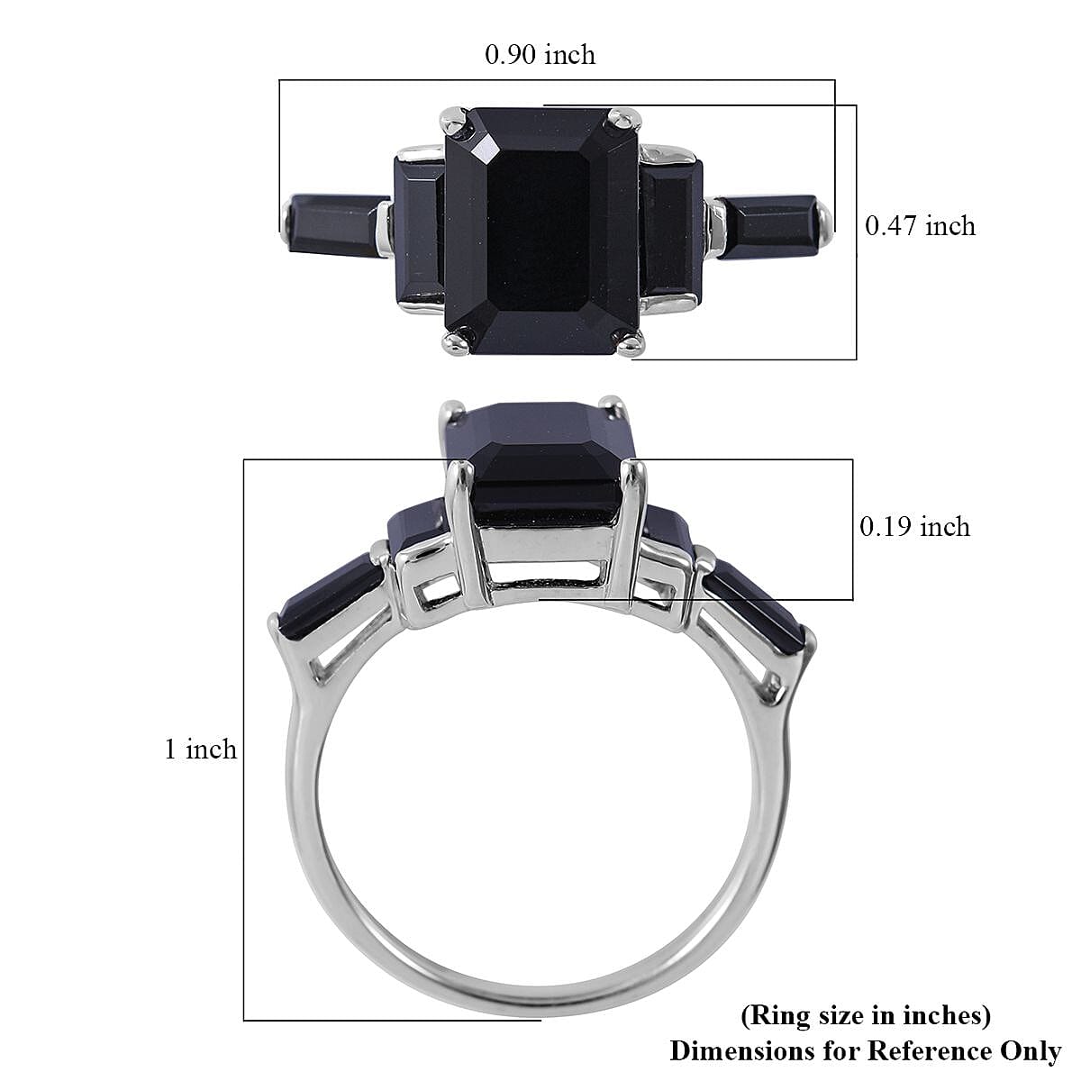 Thai Black Spinel 5 Stone Ring in Platinum Over Sterling Silver (Size 9.0) 4.60 ctw image number 4