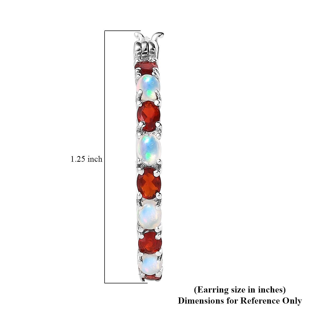 Mexican Cherry Fire Opal and Ethiopian Welo Opal Hoop Earrings in Platinum Over Sterling Silver 3.00 ctw image number 5