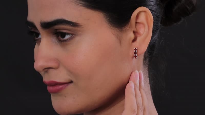 Mexican Cherry Fire Opal Huggie Hoop Earrings 1.35 ctw