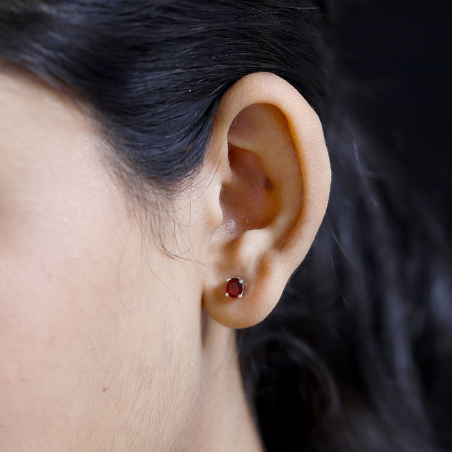 Mexican Cherry Fire Opal Solitaire Stud Earrings in Platinum Over Sterling Silver 0.90 ctw