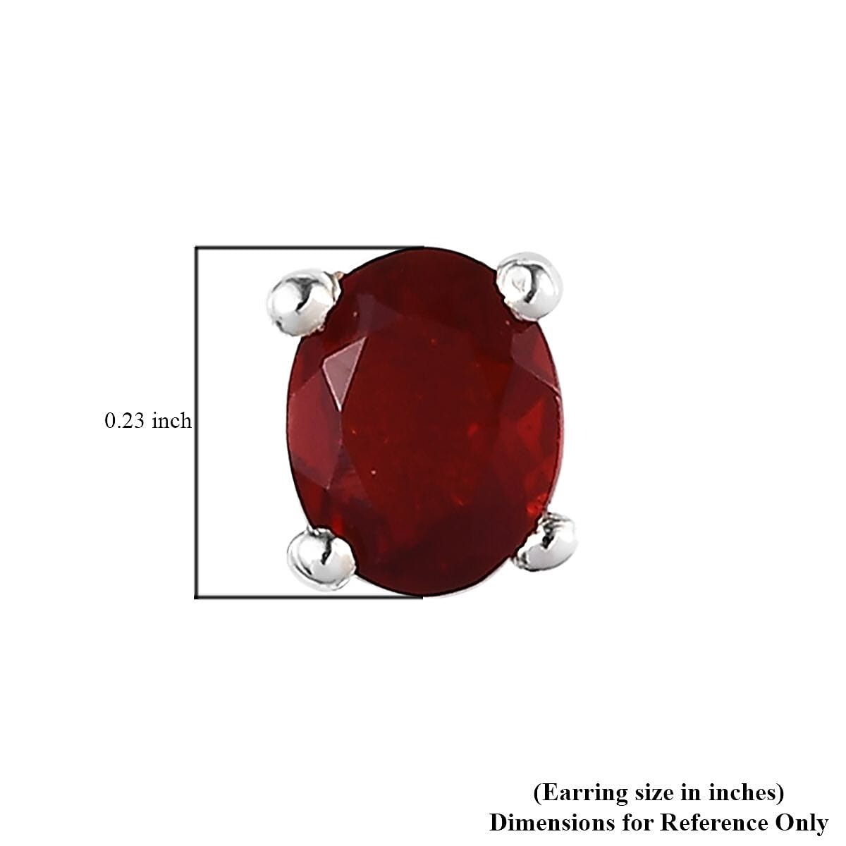 Mexican Cherry Fire Opal Solitaire Stud Earrings in Platinum Over Sterling Silver 0.90 ctw