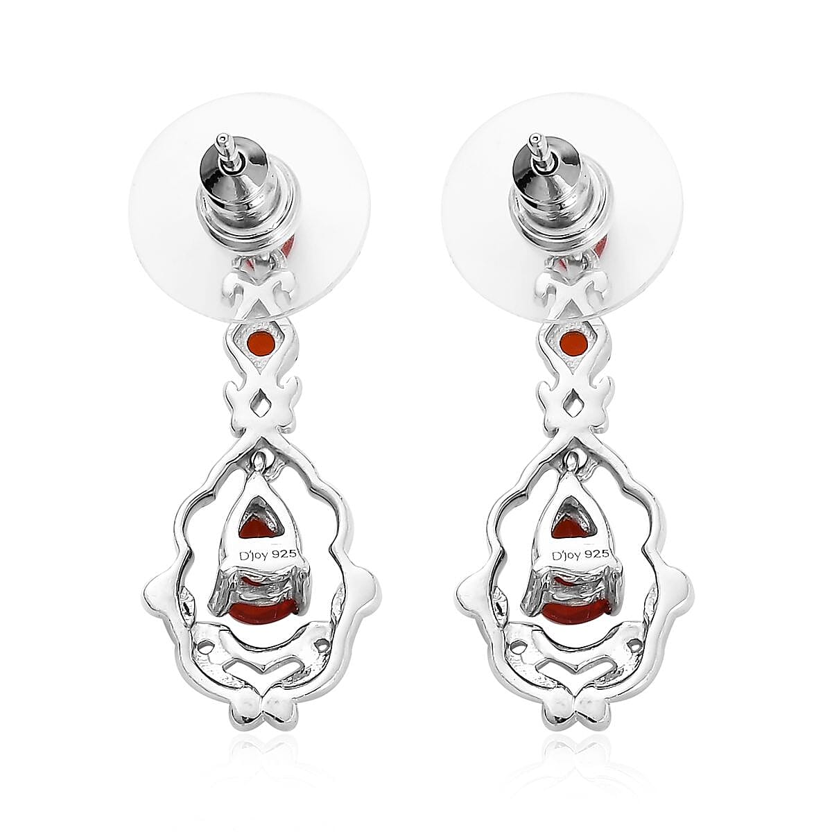 Mexican Cherry Fire Opal Dangle Earrings in Vermeil YG and Platinum Over Sterling Silver 1.35 ctw