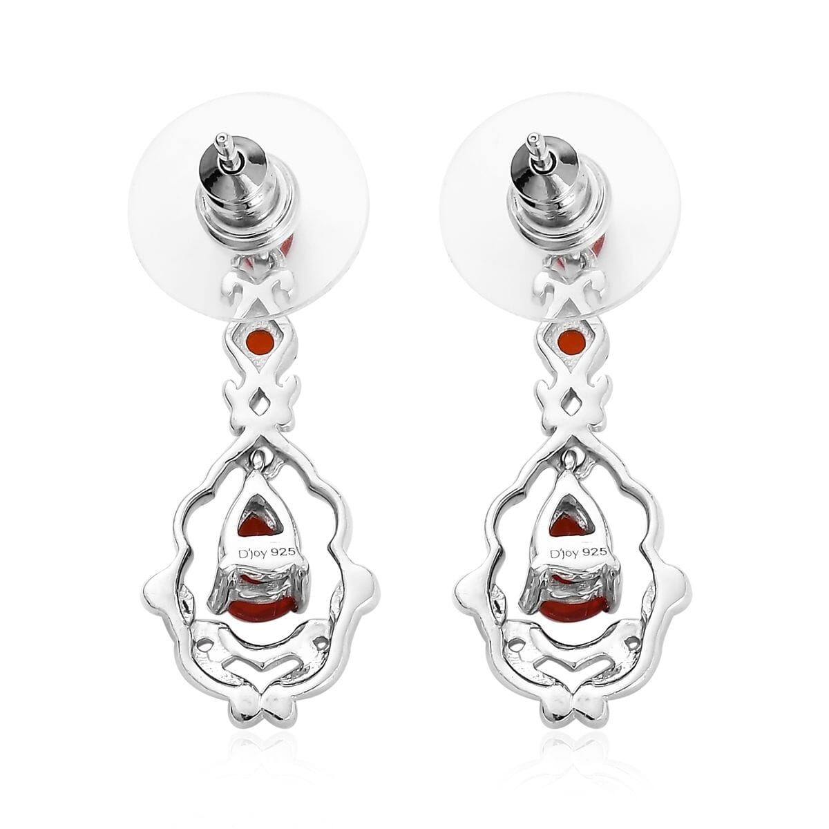 Mexican Cherry Fire Opal Dangle Earrings in Vermeil YG and Platinum Over Sterling Silver 1.35 ctw image number 4