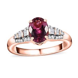 Luxoro AAA Natural Calabar Pink Tourmaline and Diamond 1.35 ctw Ring in 10K Rose Gold (Size 7.0)