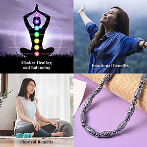 Terahertz 287.35 ctw Beaded Necklace, Carved Barrel Beads Necklace, 20 Inch Necklace, Rhodium Over Sterling Silver Necklace, Terahertz Jewelry