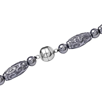 Terahertz 287.35 ctw Beaded Necklace, Carved Barrel Beads Necklace, 20 Inch Necklace, Rhodium Over Sterling Silver Necklace, Terahertz Jewelry