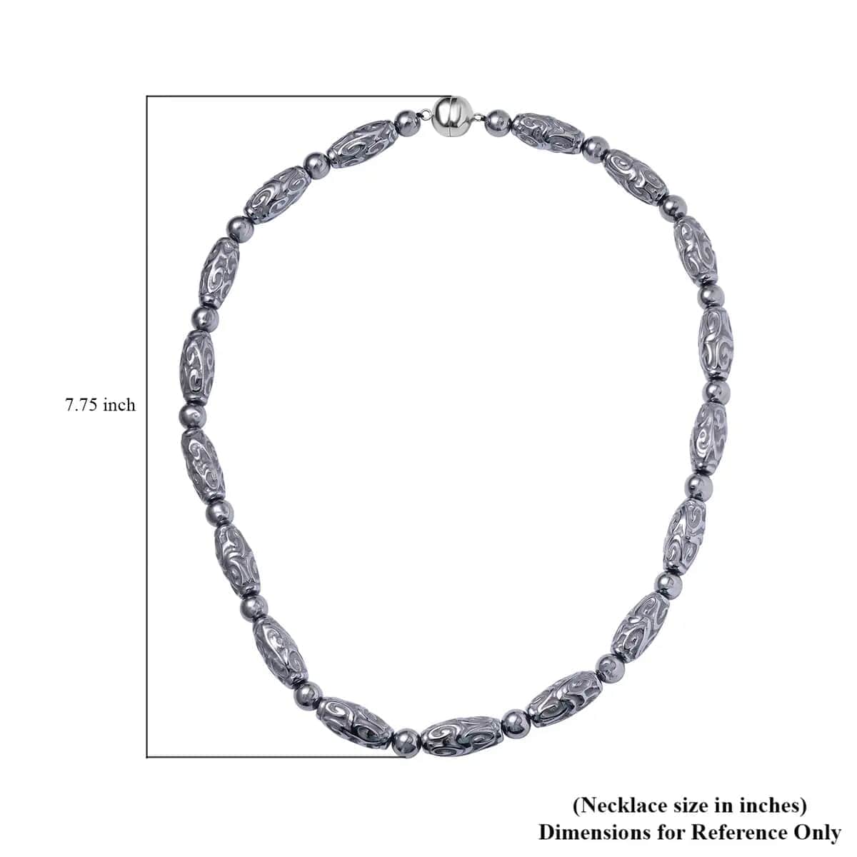 Terahertz 287.35 ctw Beaded Necklace, Carved Barrel Beads Necklace, 20 Inch Necklace, Rhodium Over Sterling Silver Necklace, Terahertz Jewelry image number 6