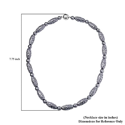 Terahertz 287.35 ctw Beaded Necklace, Carved Barrel Beads Necklace, 20 Inch Necklace, Rhodium Over Sterling Silver Necklace, Terahertz Jewelry