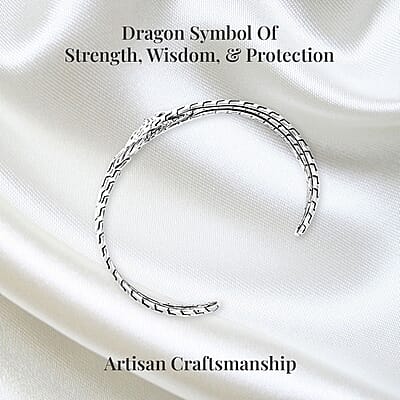 Bali Legacy Sterling Silver Dragon Cuff Bracelet (7.25 in) 34.75 Grams