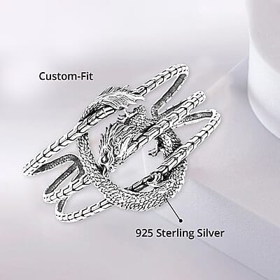 Bali Legacy Sterling Silver Dragon Cuff Bracelet (7.25 in) 34.75 Grams