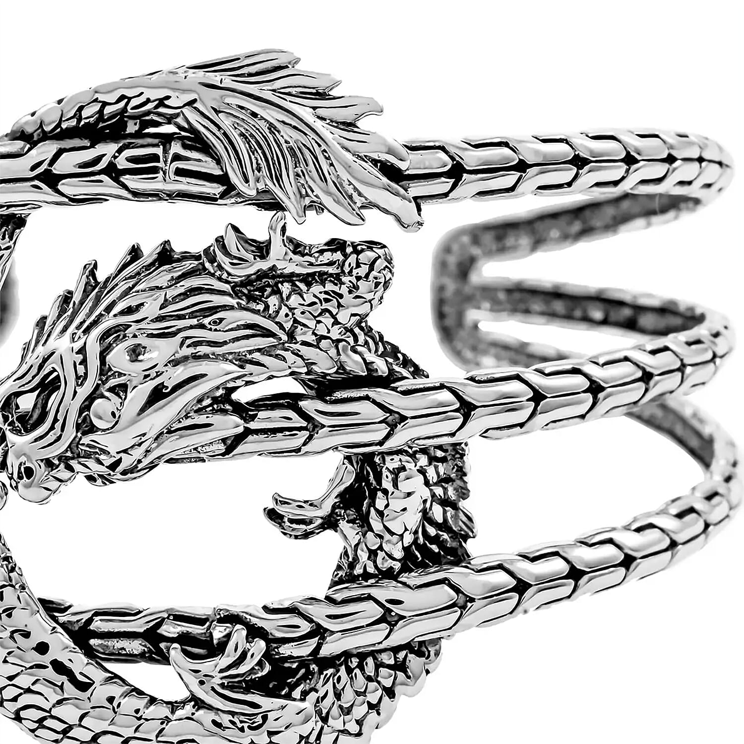 Bali Legacy Sterling Silver Dragon Cuff Bracelet (7.25 in) 34.75 Grams