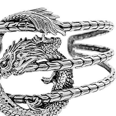 Bali Legacy Sterling Silver Dragon Cuff Bracelet (7.25 in) 34.75 Grams
