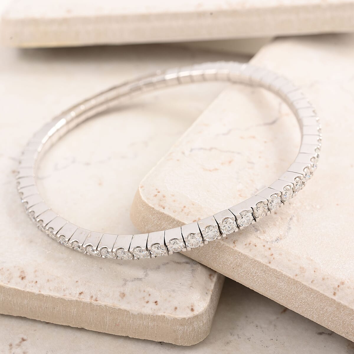 Moissanite Bracelet in Rhodium Over Sterling Silver (7.50 In) 5.60 ctw image number 1