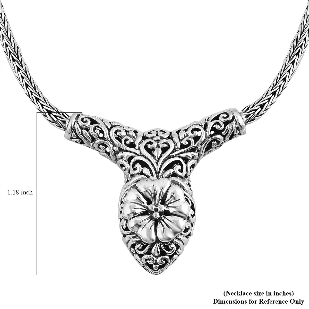 Bali Legacy Sterling Silver Flower Necklace 22-23 Inches 26.50 Grams image number 5