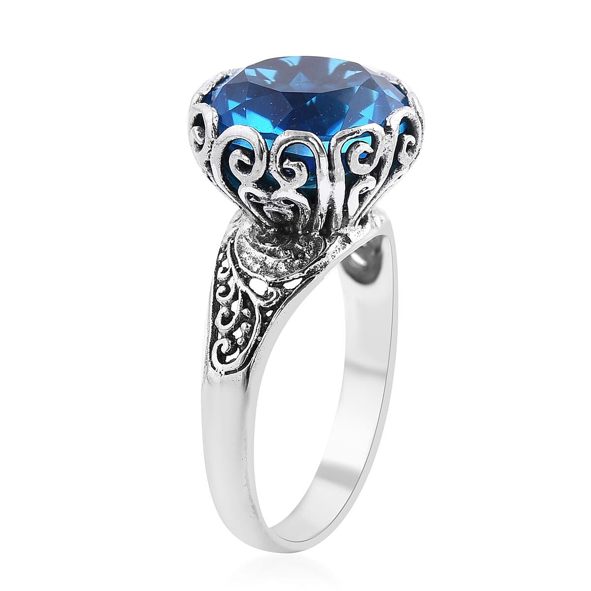 Bali Legacy Caribbean Quartz (Triplet) Ring in Sterling Silver (Size 10.0) 6.25 ctw