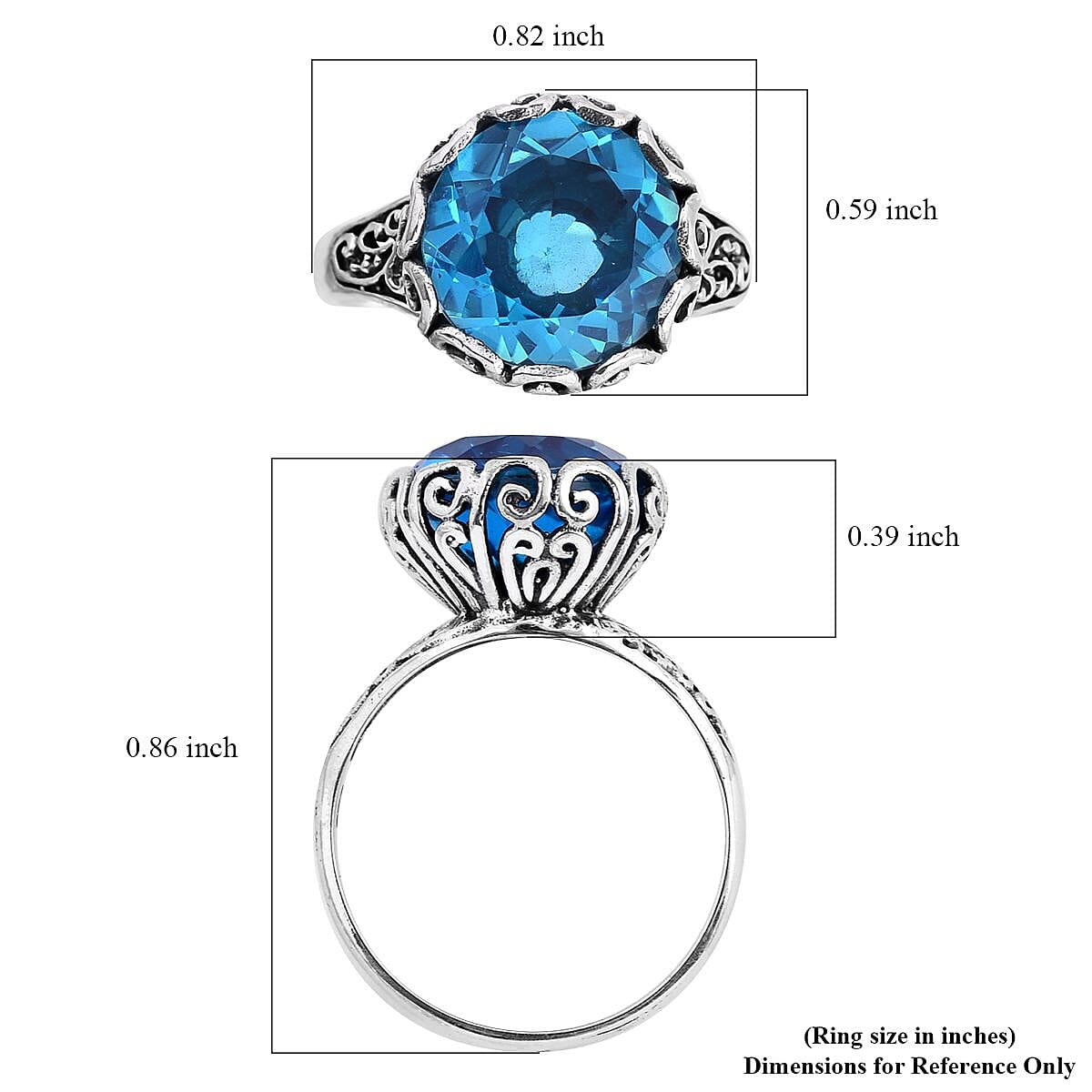 Bali Legacy Caribbean Quartz (Triplet) Ring in Sterling Silver (Size 10.0) 6.25 ctw