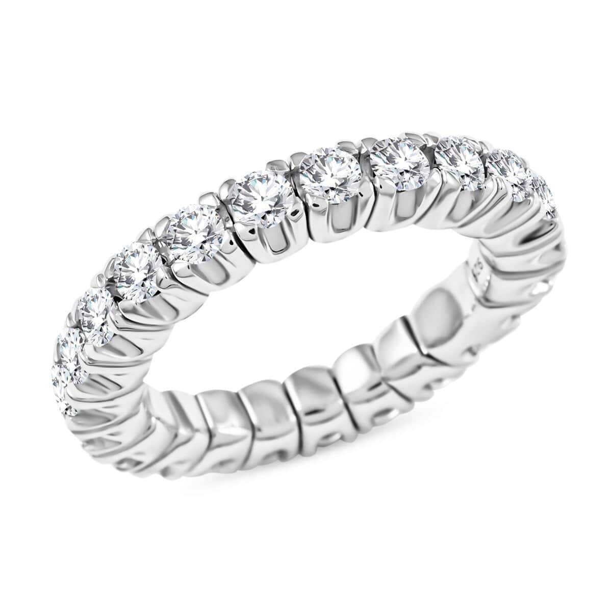 Moissanite Eternity Band Ring in Rhodium Over Sterling Silver 2.25 ctw image number 0