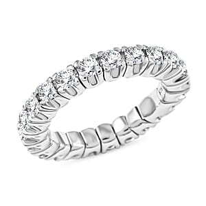 Moissanite 2.25 ctw Eternity Band Ring in Rhodium Over Sterling Silver