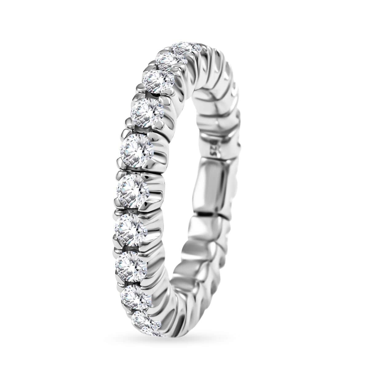 Moissanite Eternity Band Ring in Rhodium Over Sterling Silver 2.25 ctw image number 3