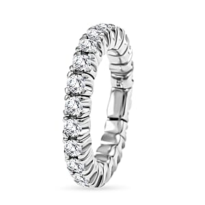 Moissanite 2.25 ctw Eternity Band Ring in Rhodium Over Sterling Silver