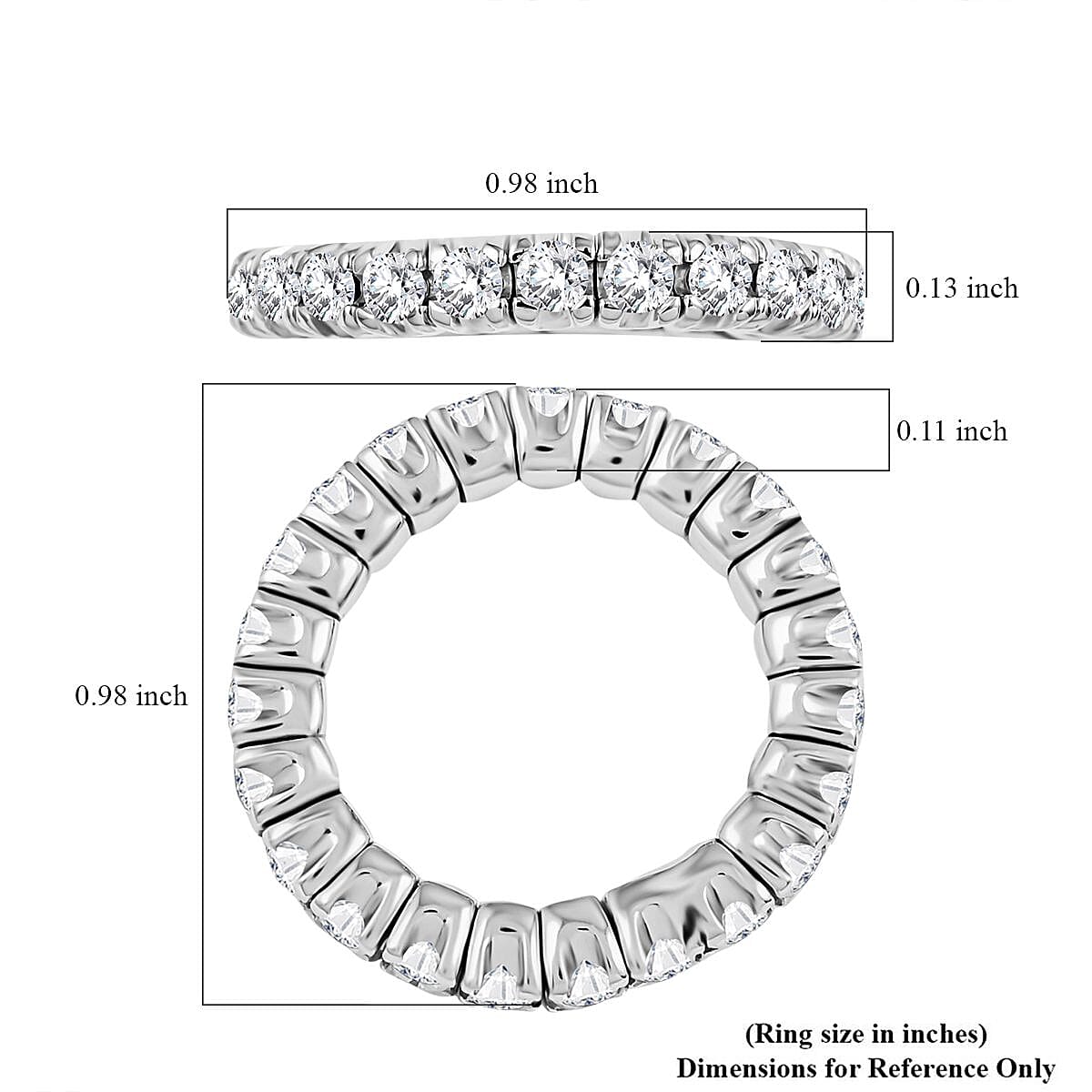 Moissanite 2.25 ctw Eternity Band Ring in Rhodium Over Sterling Silver