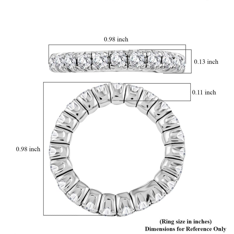 Moissanite 2.25 ctw Eternity Band Ring in Rhodium Over Sterling Silver
