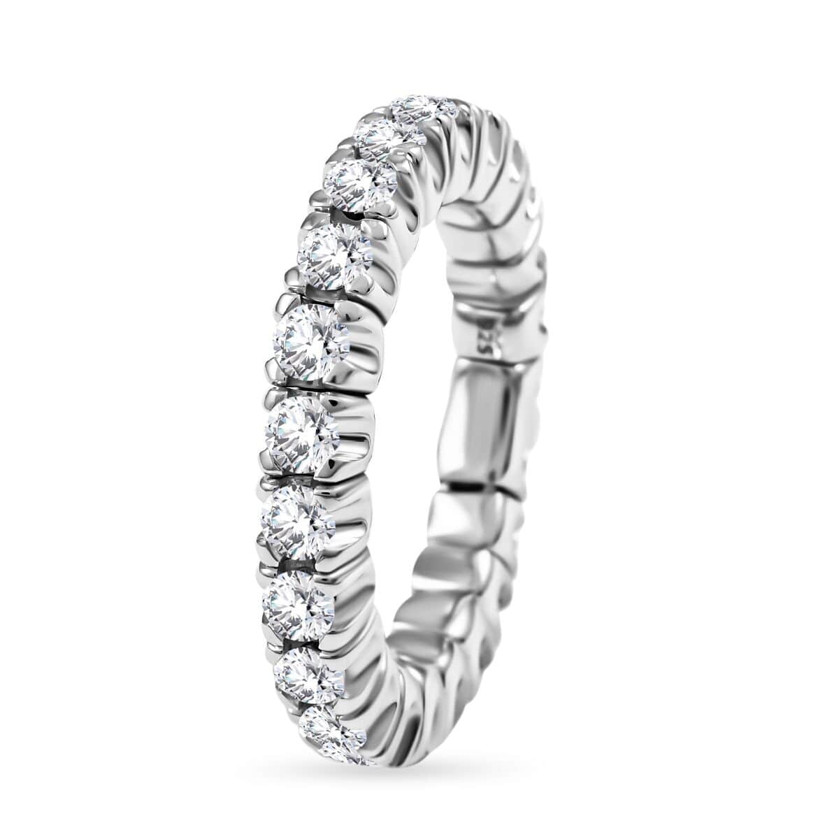 Moissanite 2.25 ctw Eternity Band Ring in Rhodium Over Sterling Silver image number 3