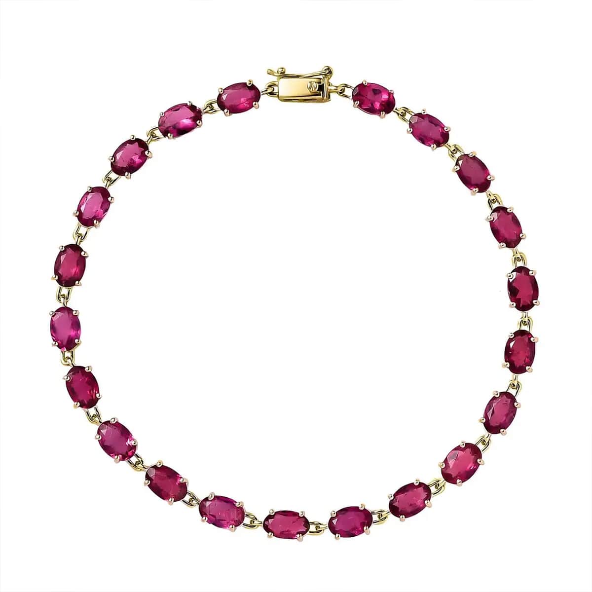 Certified & Appraised Luxoro AAA Ouro Fino Rubellite 8.90 ctw Bracelet in 14K Yellow Gold (8.00 In) image number 0