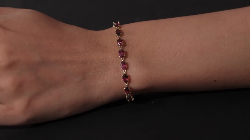 Certified Luxoro 14K Yellow Gold AAA Ouro Fino Rubellite Bracelet (6.50 In) 8.65 ctw