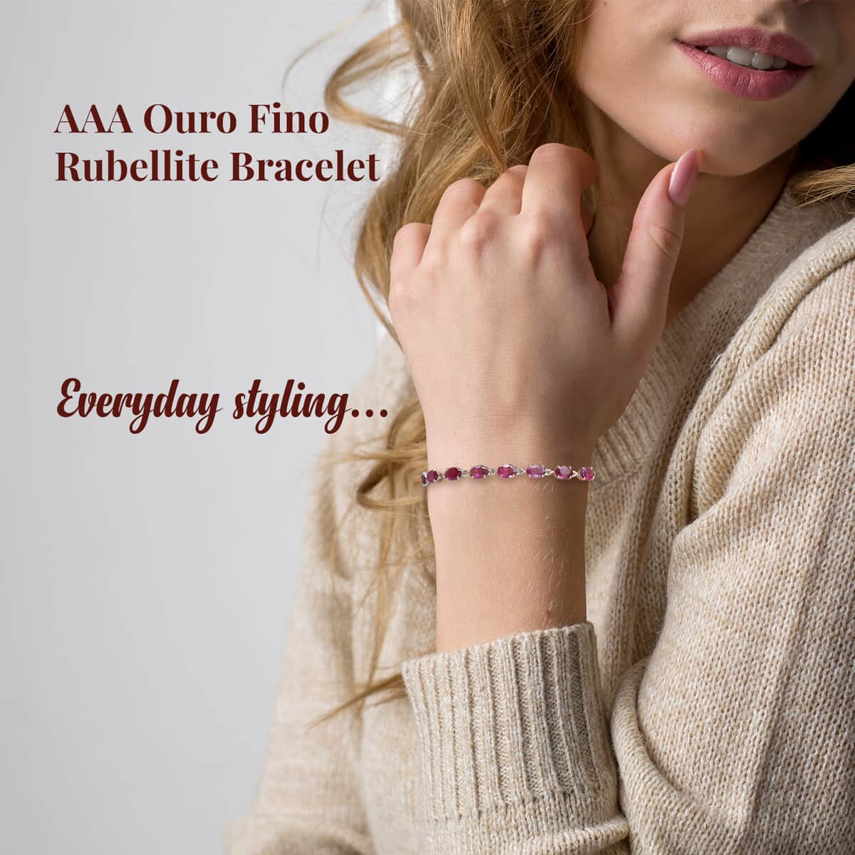 Certified & Appraised Luxoro AAA Ouro Fino Rubellite 8.90 ctw Bracelet in 14K Yellow Gold (8.00 In) image number 2