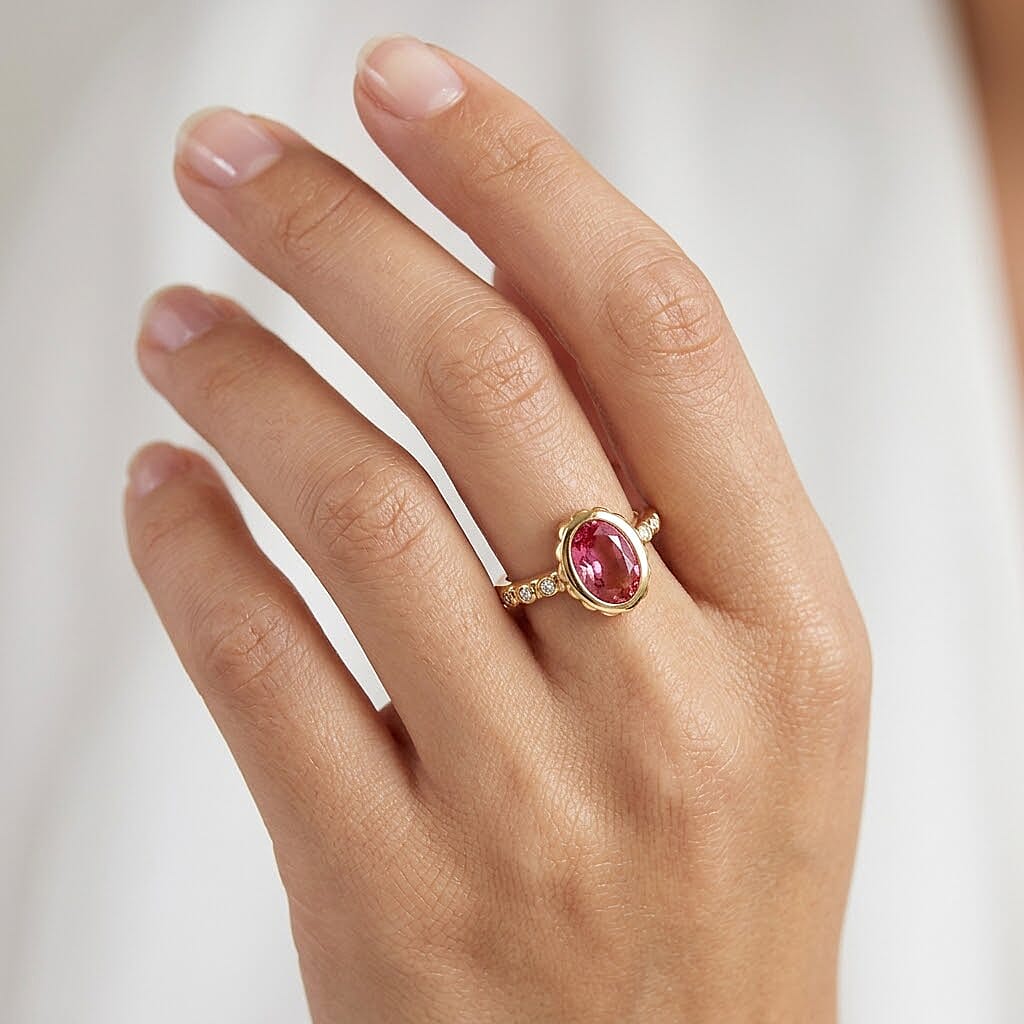 Sunset Quartz and White Zircon 2.60 ctw Ring in Vermeil Yellow Gold Over Sterling Silver (Size 10.0)