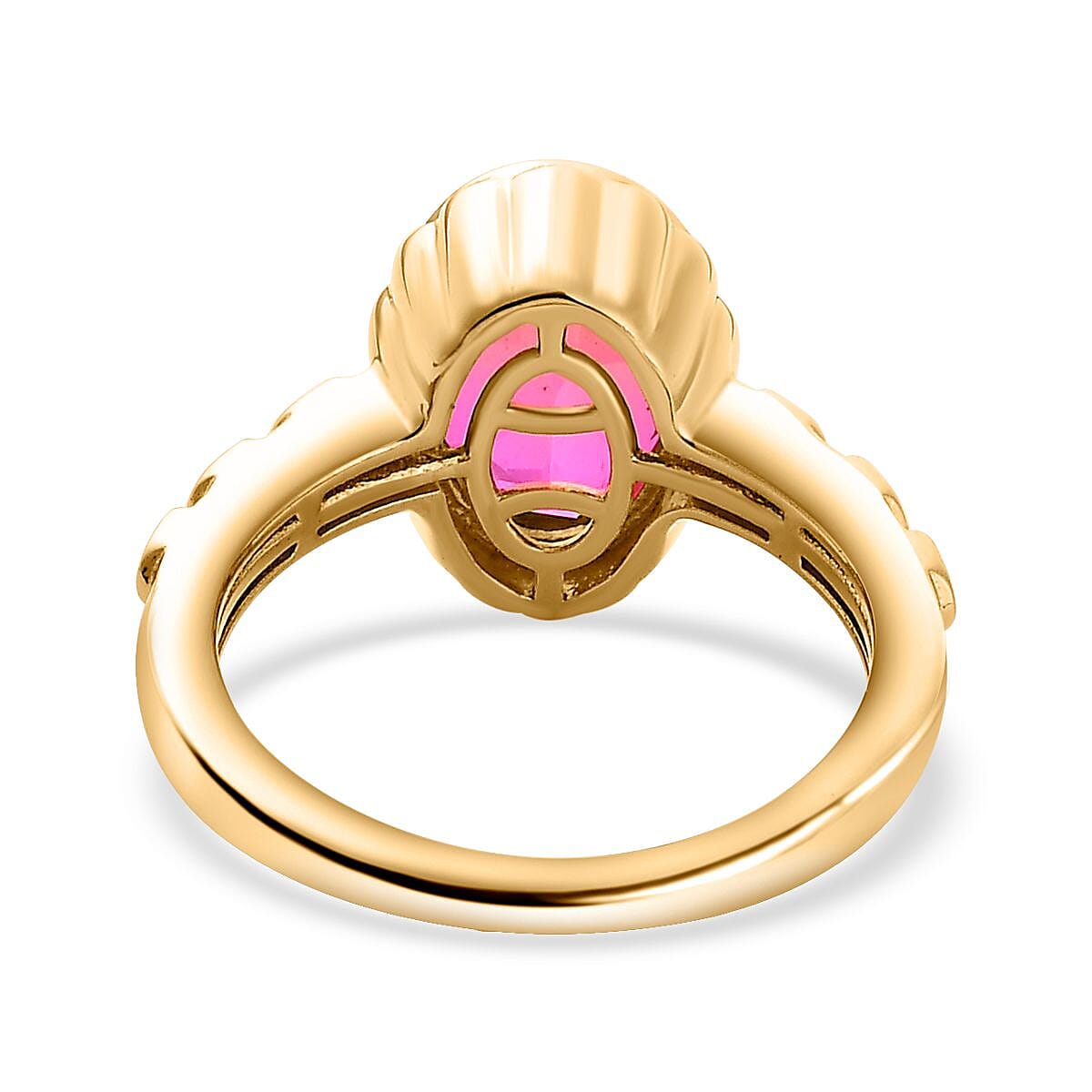 Sunset Quartz and White Zircon 2.60 ctw Ring in Vermeil Yellow Gold Over Sterling Silver (Size 10.0)