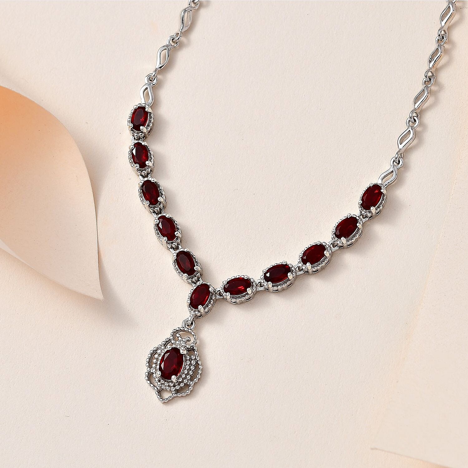 Mexican Cherry Fire Opal Necklace 18-20 Inches in Platinum Over Sterling Silver 4.10 ctw