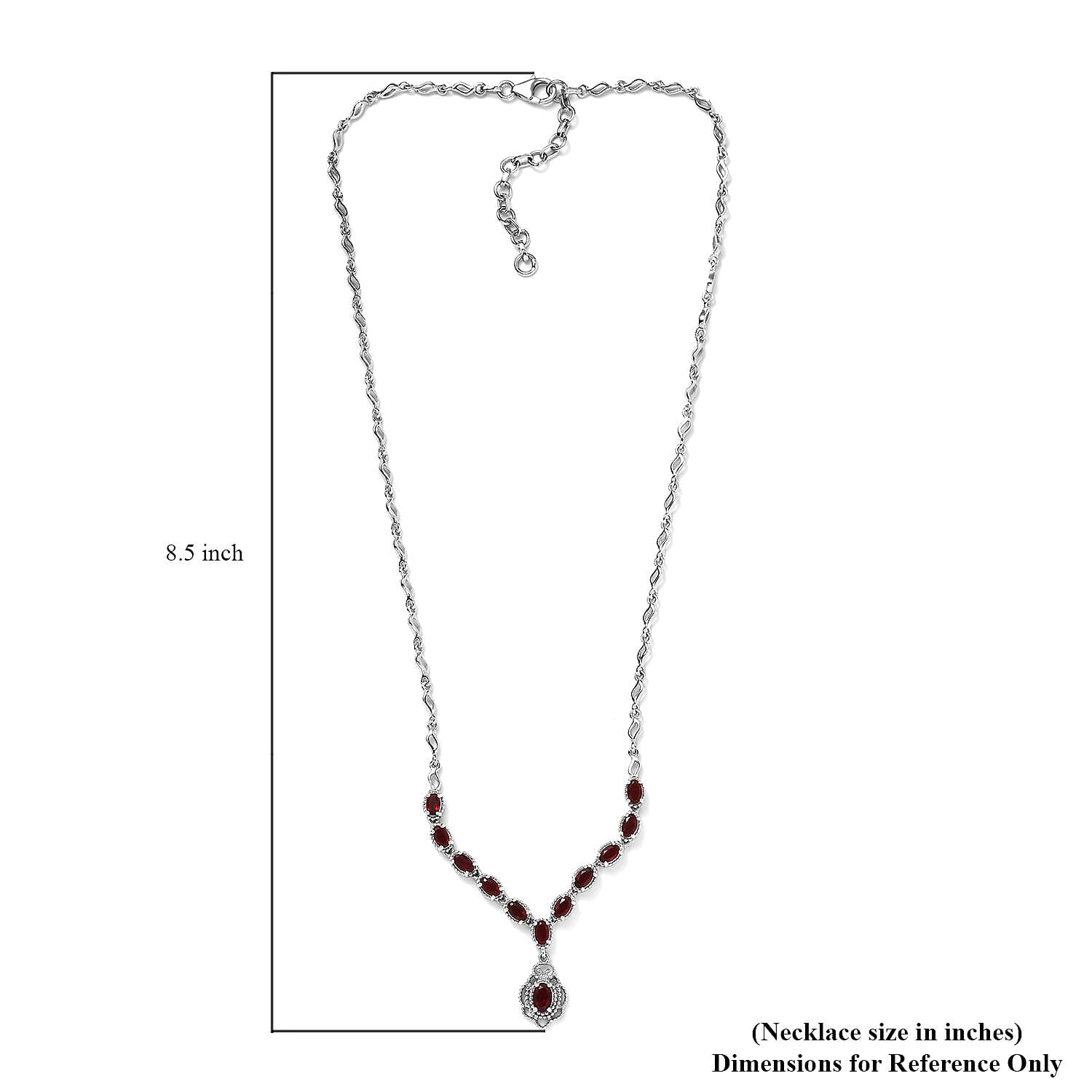 Mexican Cherry Fire Opal Necklace 18-20 Inches in Platinum Over Sterling Silver 4.10 ctw
