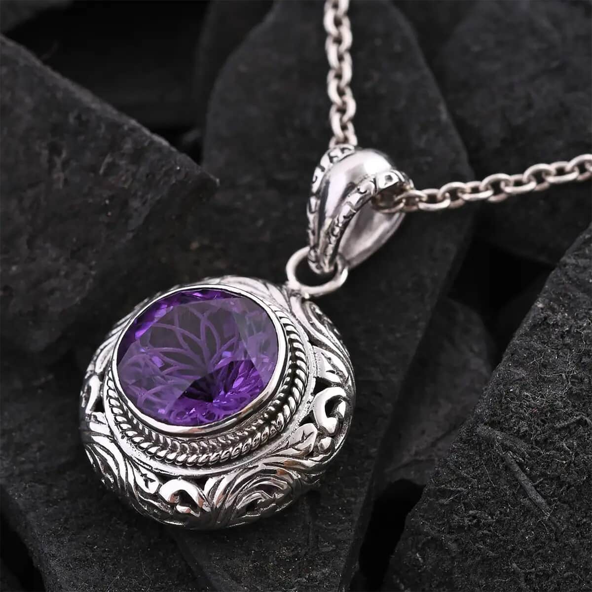 Bali Legacy African Amethyst Pendant in Sterling Silver 6.15 ctw image number 1