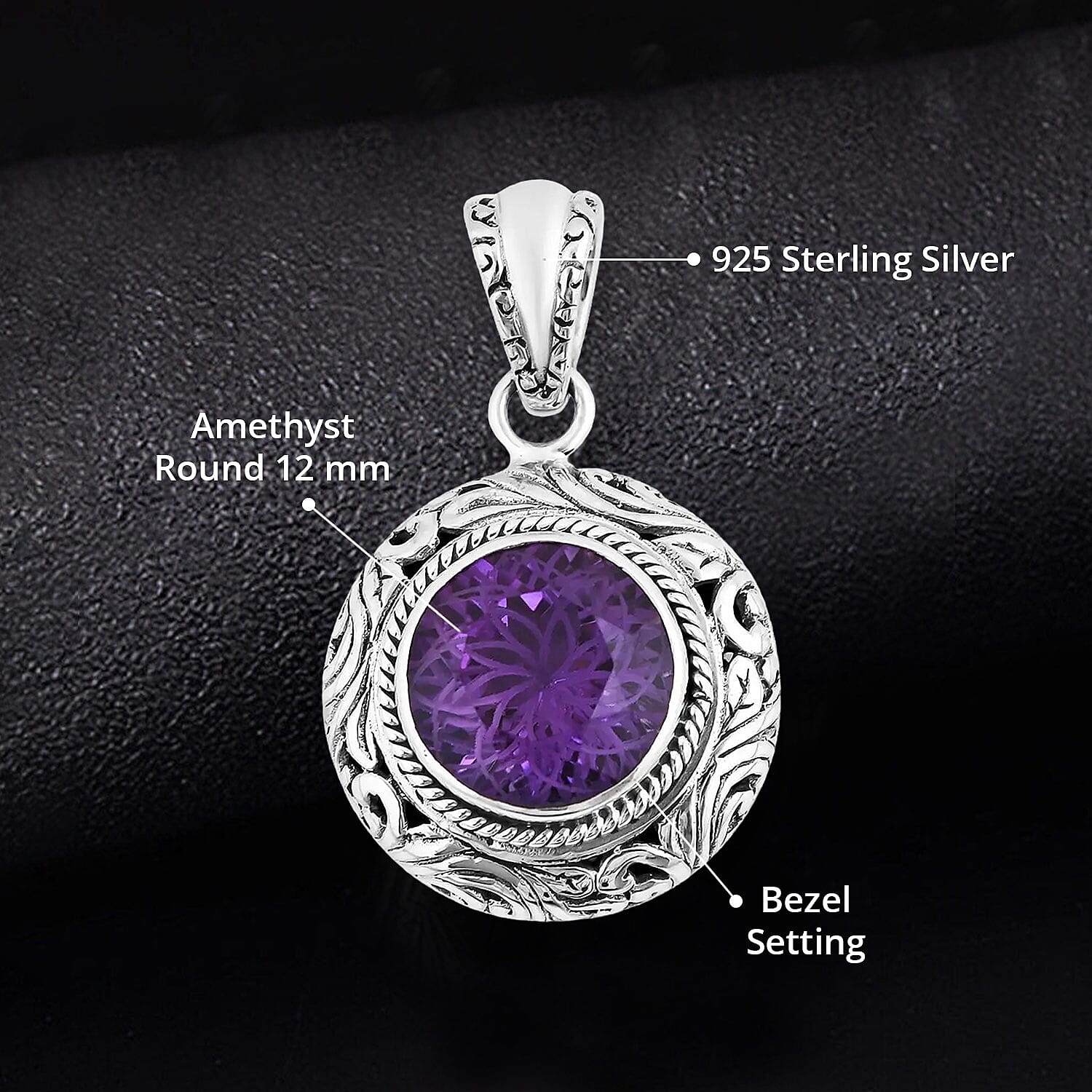 Bali Legacy African Amethyst 6.15 ctw Pendant in Sterling Silver