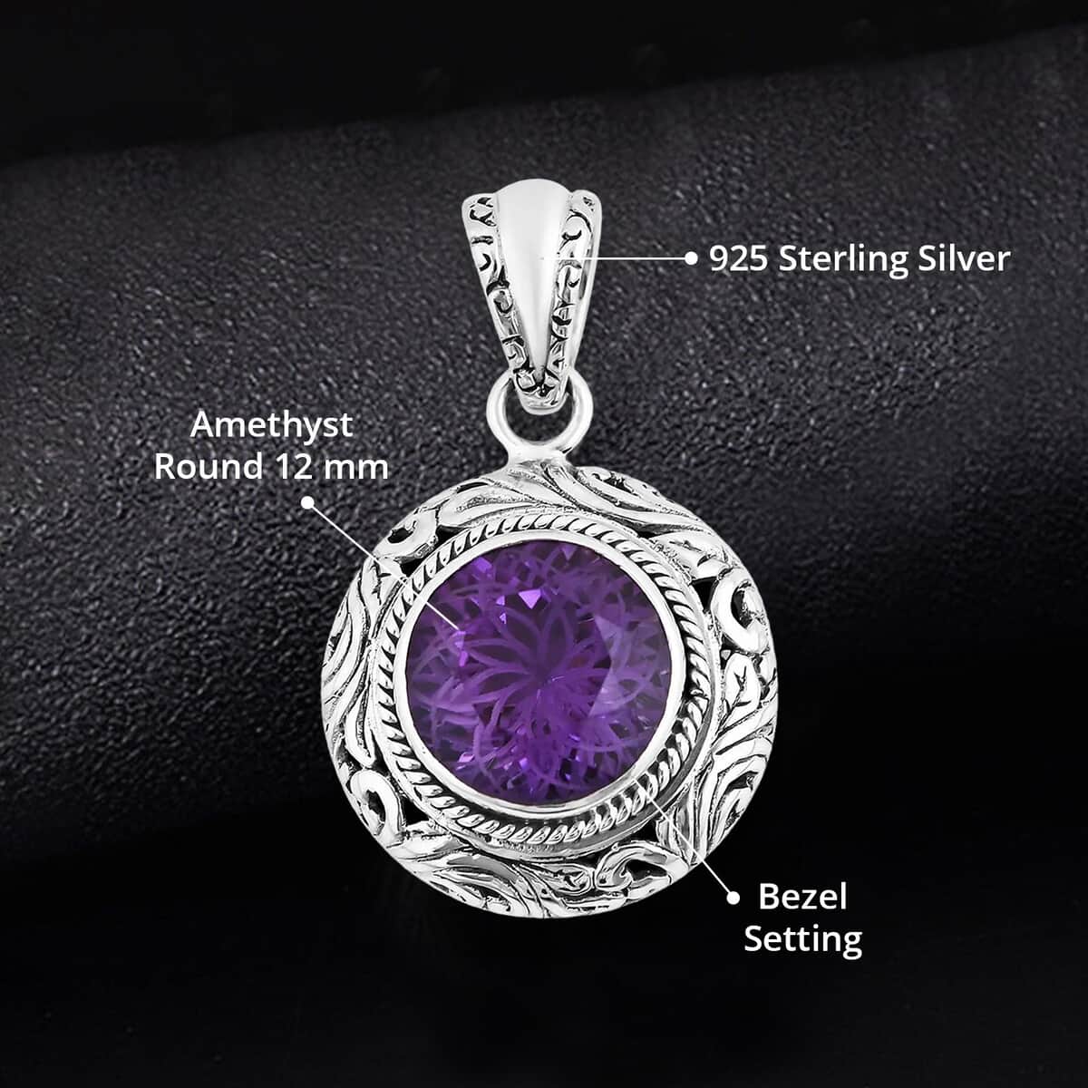 Bali Legacy African Amethyst Pendant in Sterling Silver 6.15 ctw image number 4