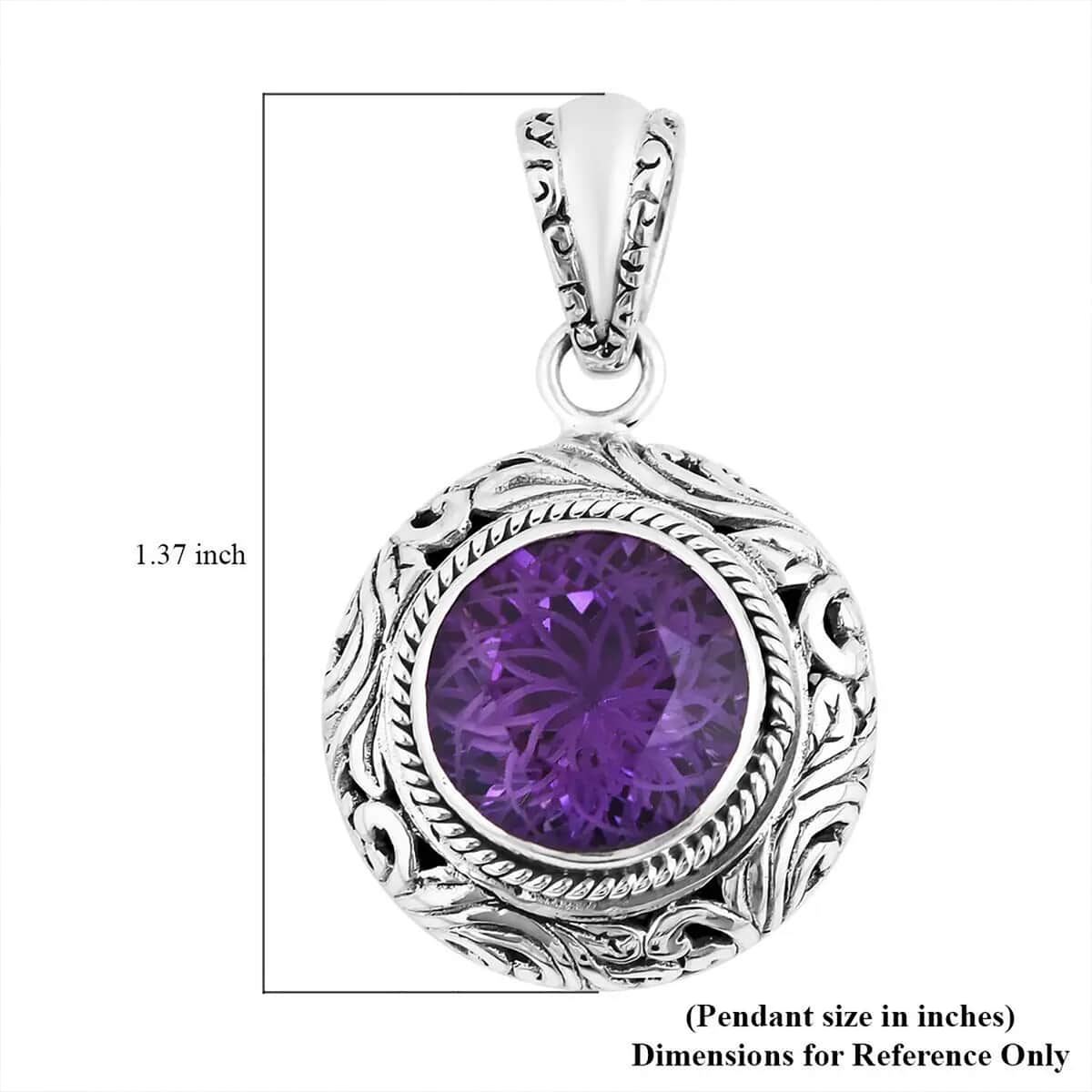 Bali Legacy African Amethyst Pendant in Sterling Silver 6.15 ctw image number 6