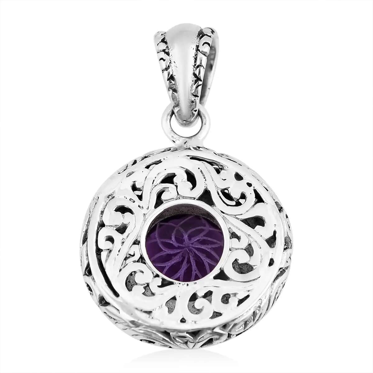 Bali Legacy African Amethyst 6.15 ctw Pendant in Sterling Silver image number 8